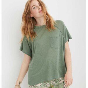 Aerie Women’s Basic Short Sleeve T-Shirt (Green, Small) 🌿